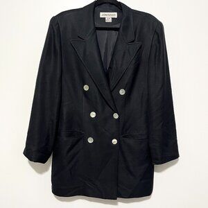 Jones Womens VTG Longline Blazer 6 100% Silk Double Breasted Quiet Luxury Career